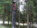 Totemipaalu tervehti ensimmäisenä kun pysäköimme alueelle!
